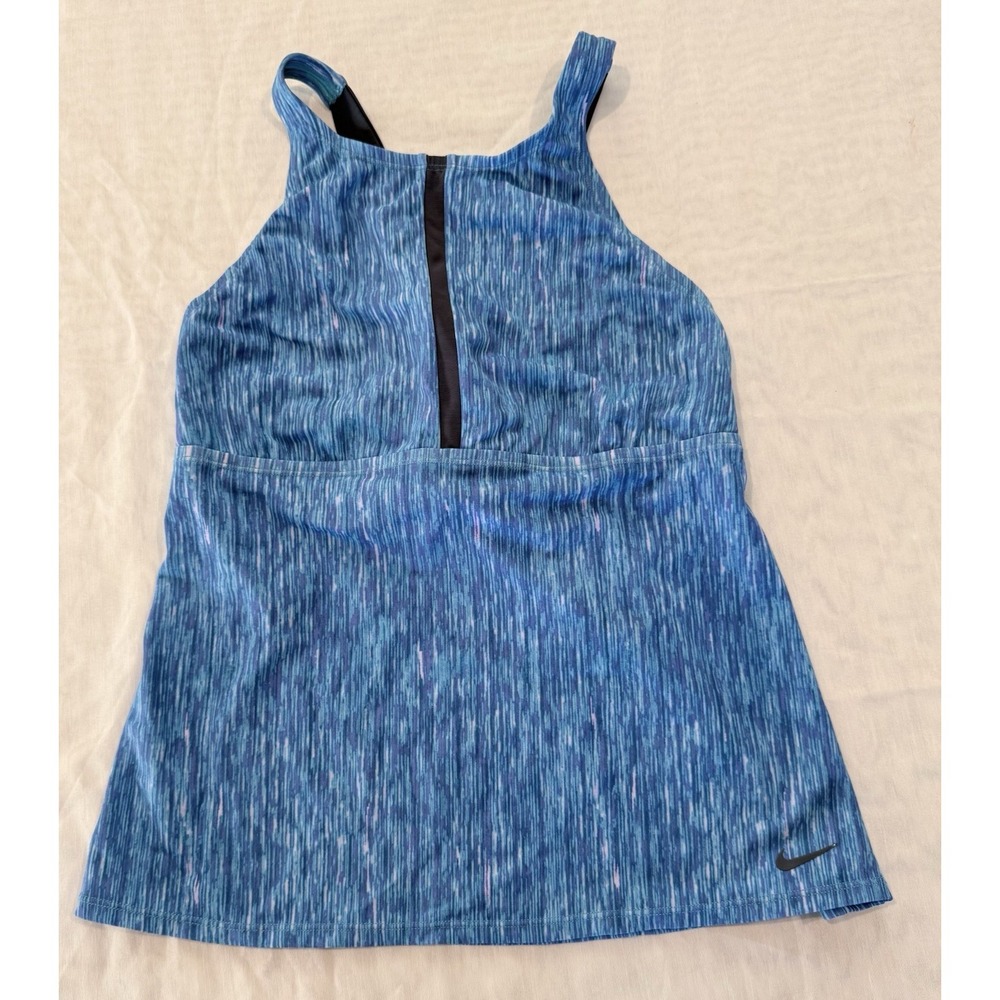 Nike Dri-FIT Blue Print Women's Athletic Tank Top Built-In Bra Size Large